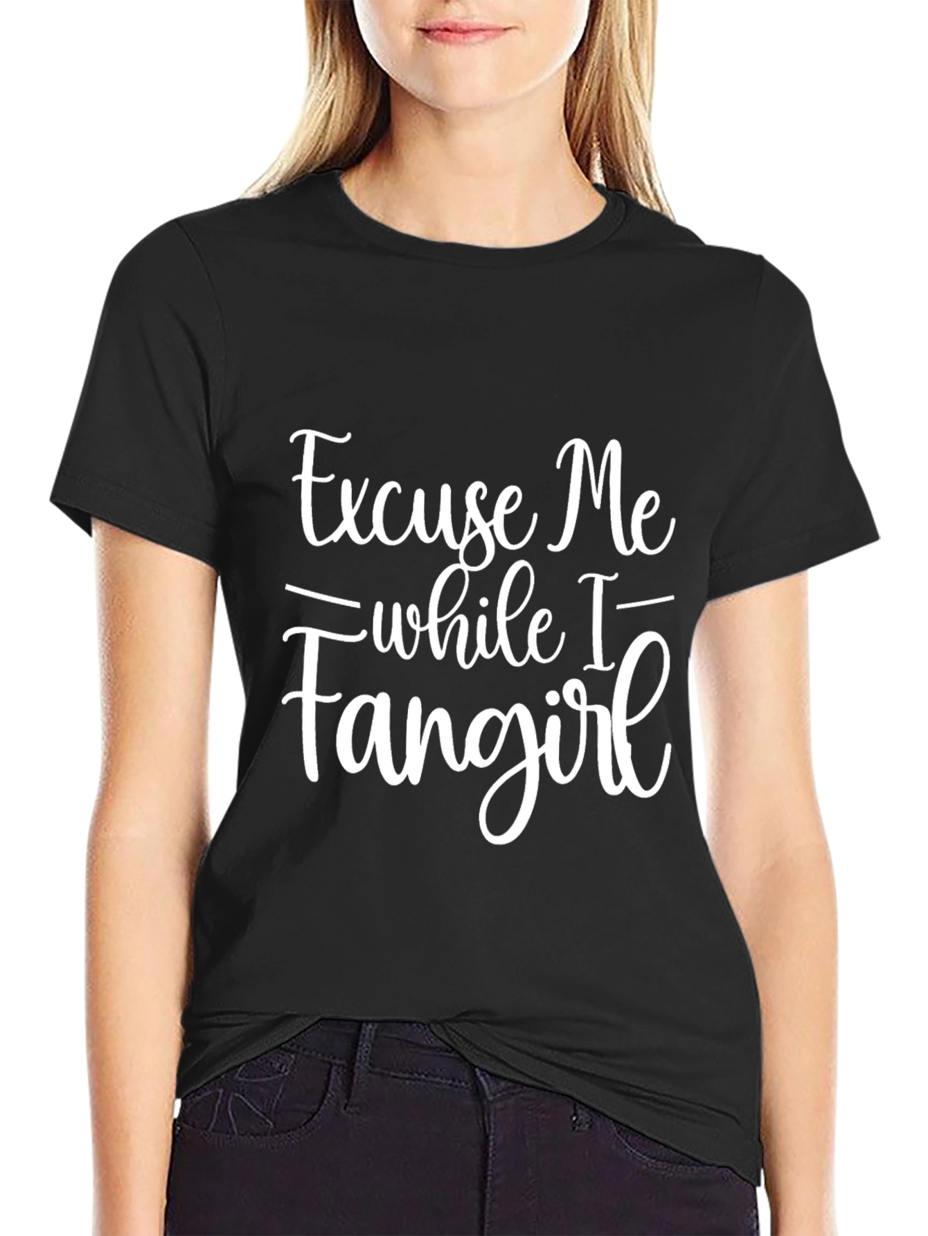 Excuse Me While I Fangirl Black Graphic Tee