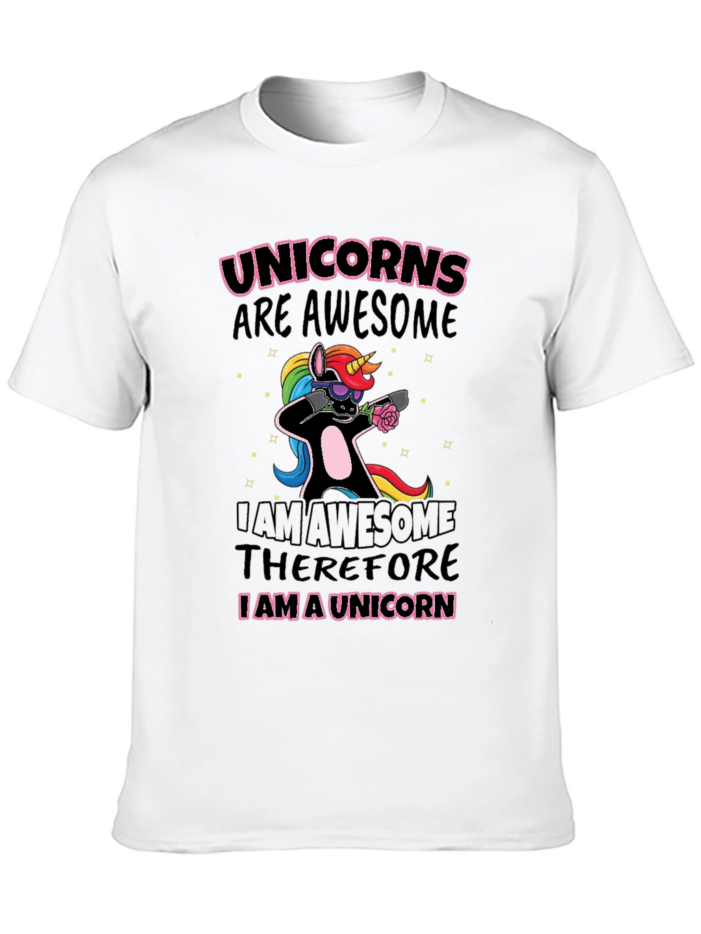Unicorns Are Awesome Black Graphic T-Shirt