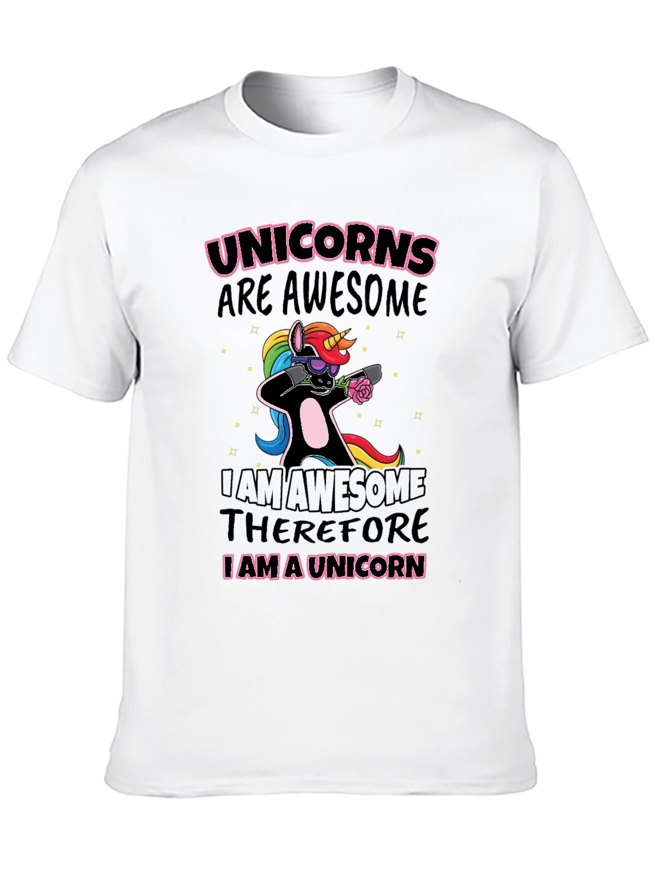 Unicorns Are Awesome Black Graphic T-Shirt