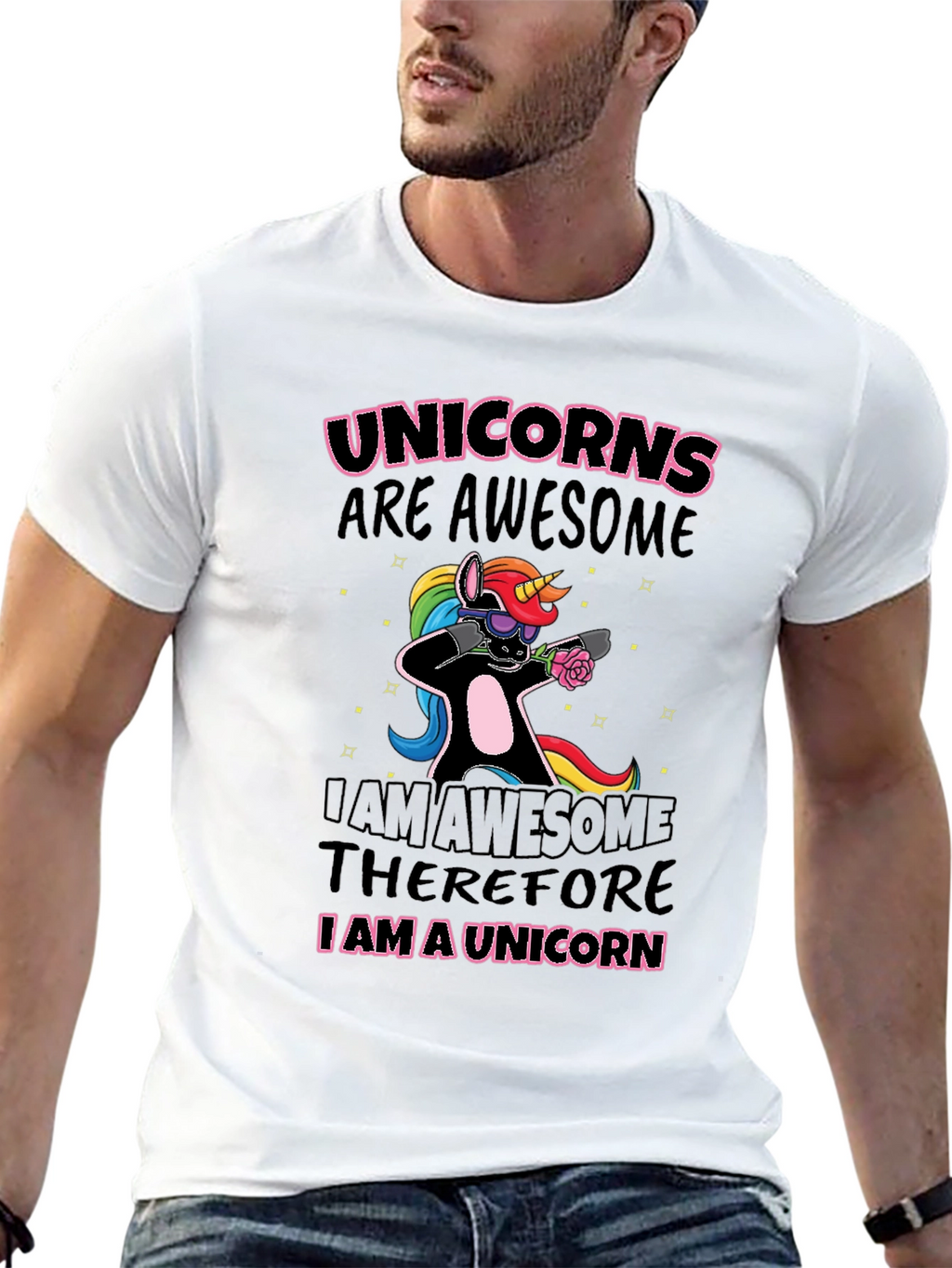Unicorns Are Awesome Black Graphic T-Shirt
