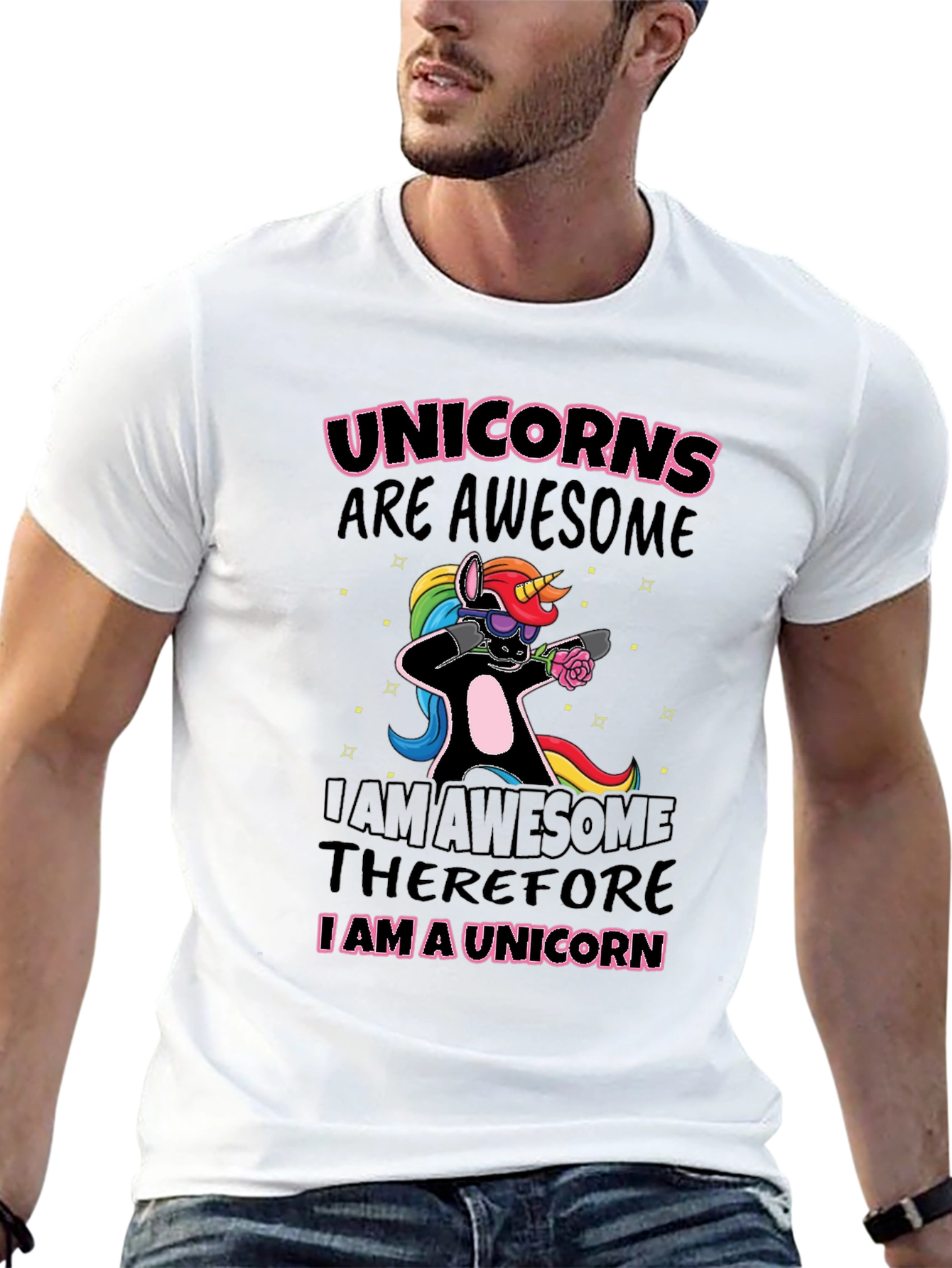 Unicorns Are Awesome Black Graphic T-Shirt