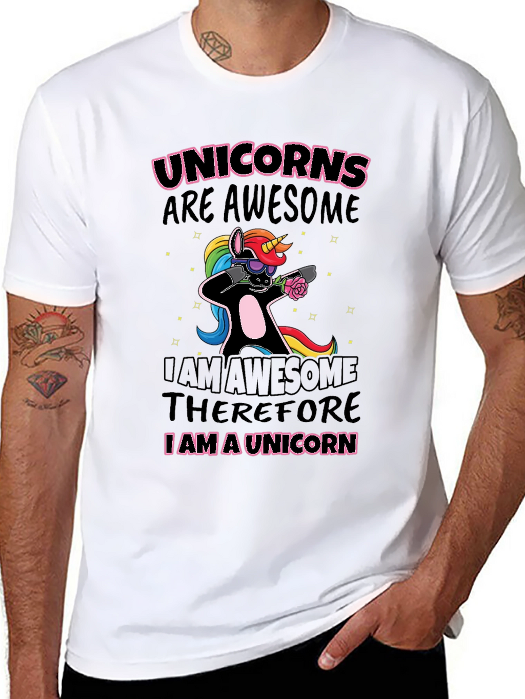 Unicorns Are Awesome Black Graphic T-Shirt