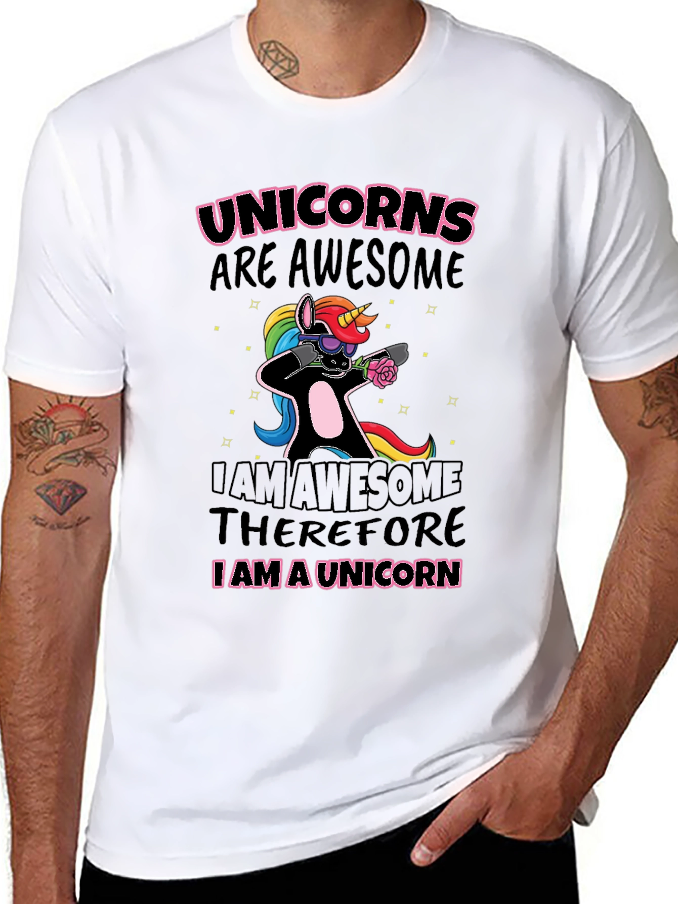 Unicorns Are Awesome Black Graphic T-Shirt