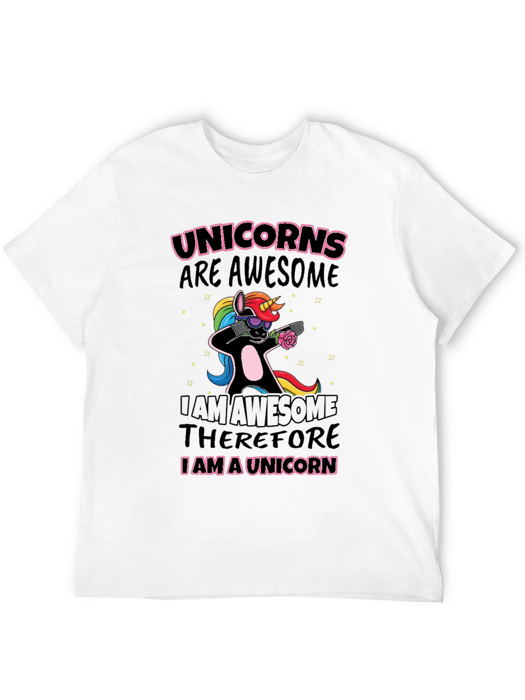 Unicorns Are Awesome Black Graphic T-Shirt