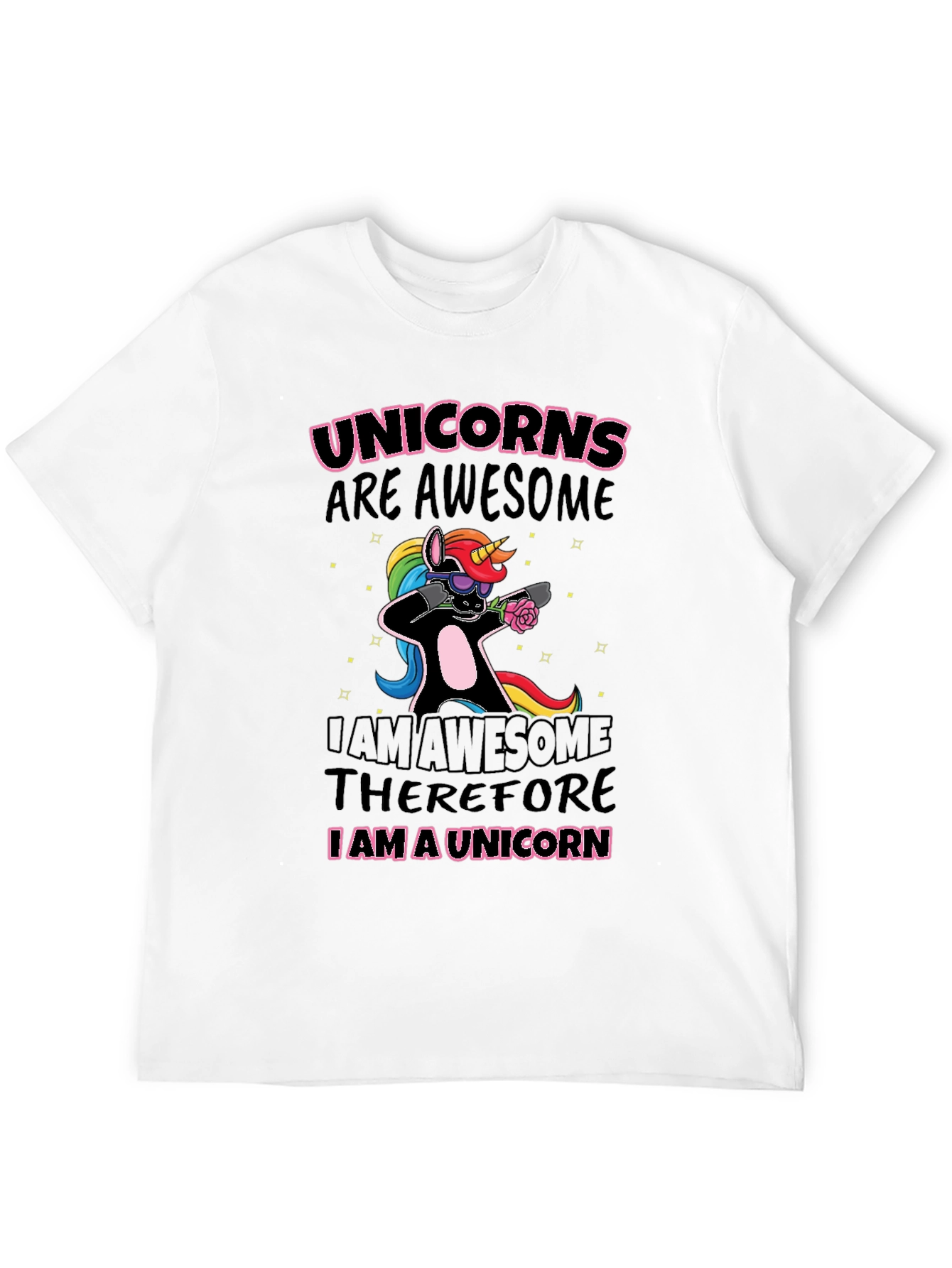 Unicorns Are Awesome Black Graphic T-Shirt