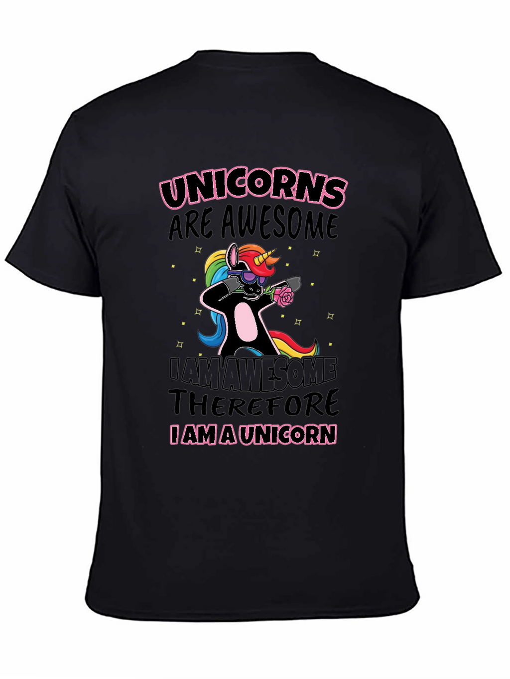 Unicorns Are Awesome Black Graphic T-Shirt