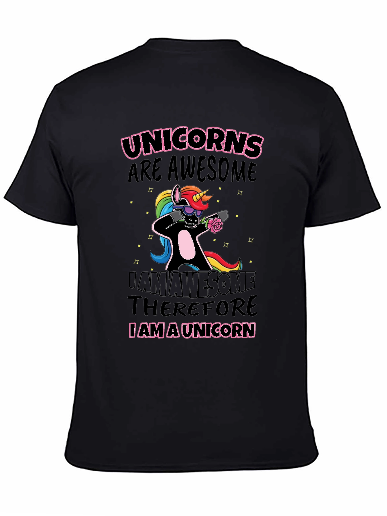 Unicorns Are Awesome Black Graphic T-Shirt