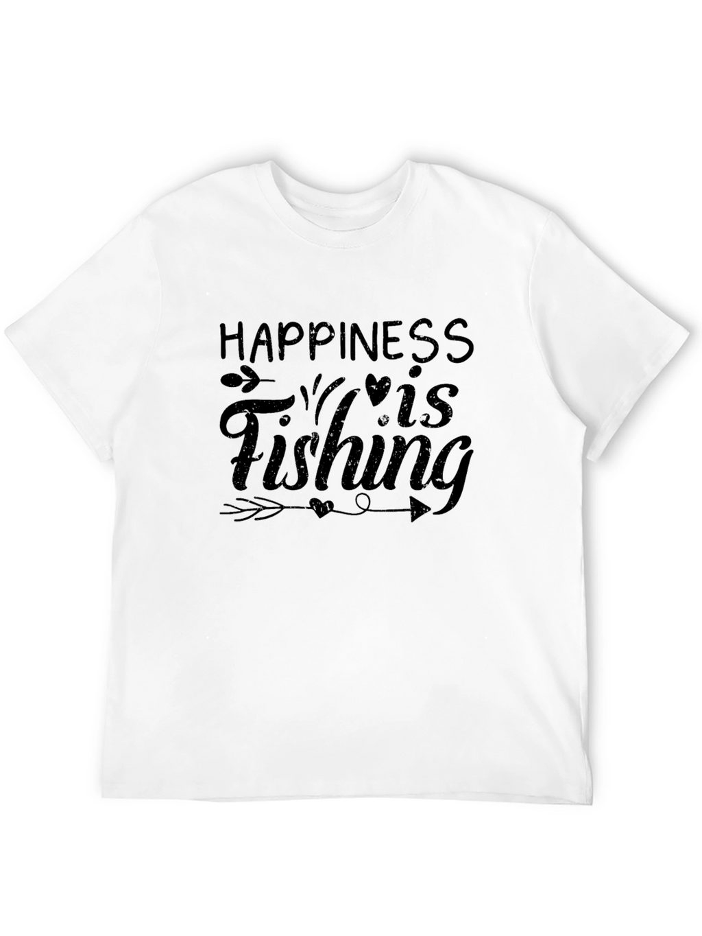 Happiness is Fishing Black Graphic T-Shirt