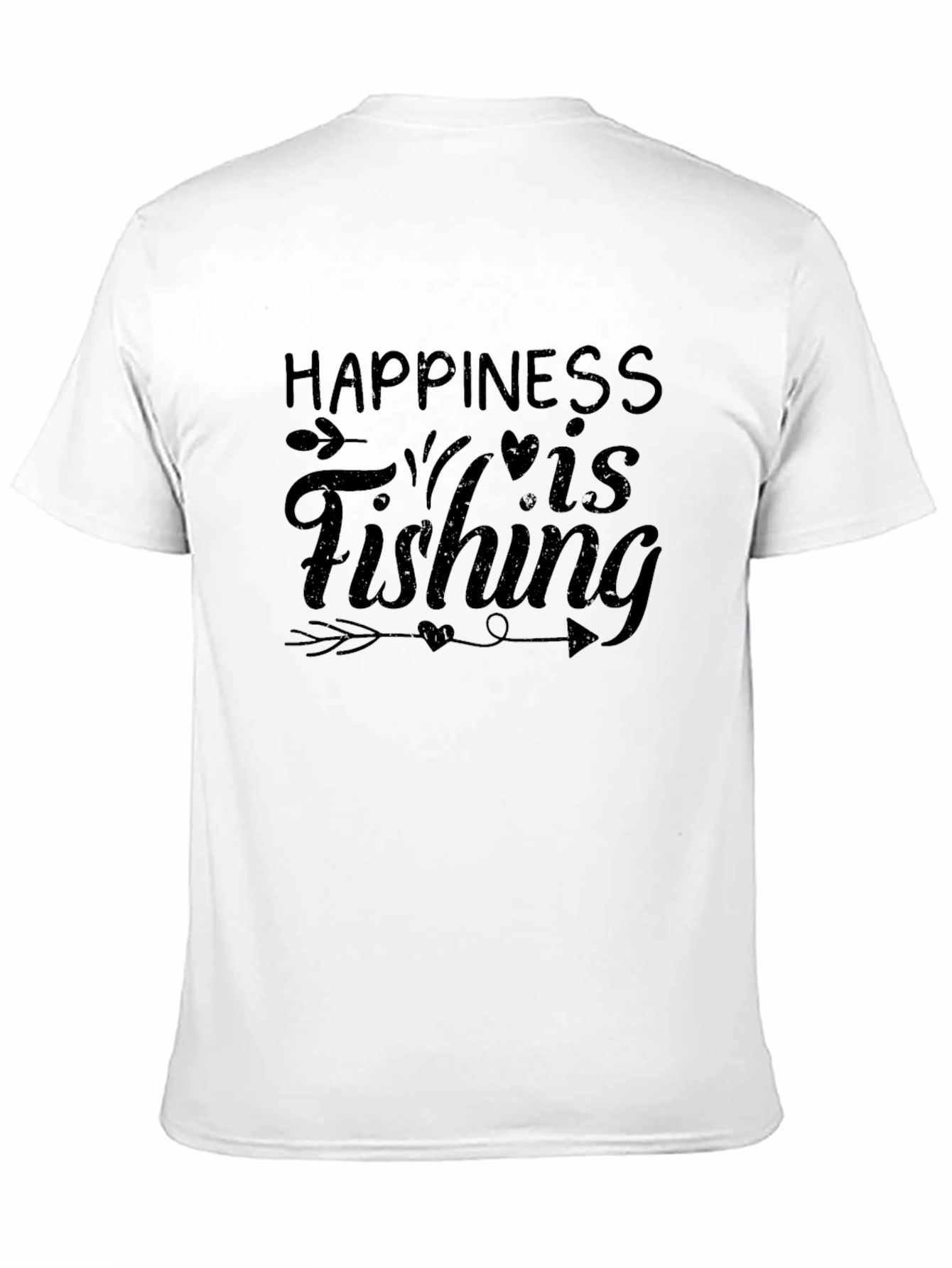 Happiness is Fishing Black Graphic T-Shirt