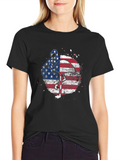 American Flag Flamingo Graphic T-Shirt