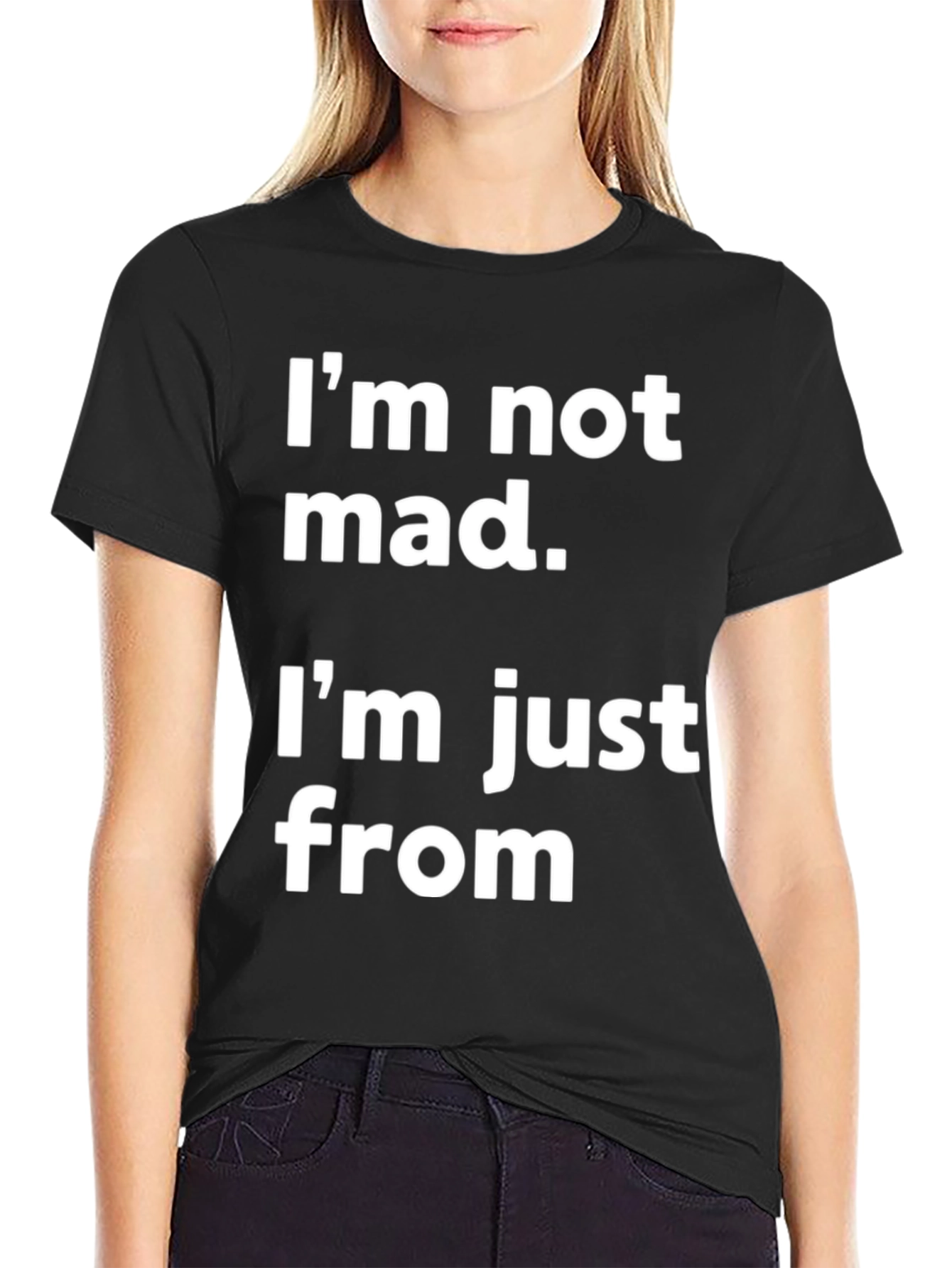 Humorous Im Not Mad Graphic Tee - Black Cotton