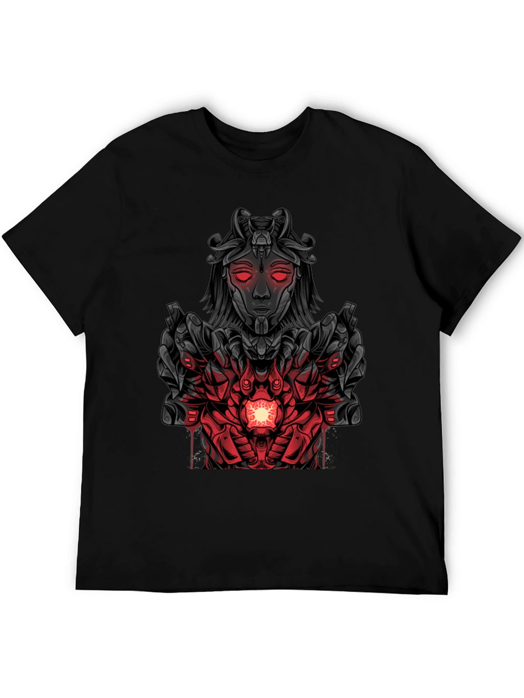 Cyberpunk Goddess Graphic Tee - Dark Futuristic Style