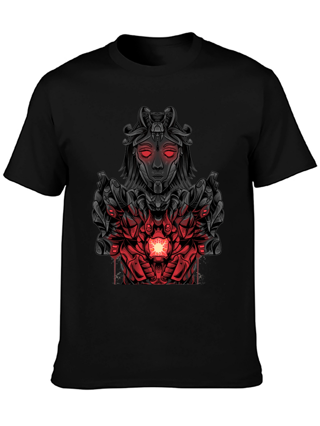 Cyberpunk Goddess Graphic Tee - Dark Futuristic Style
