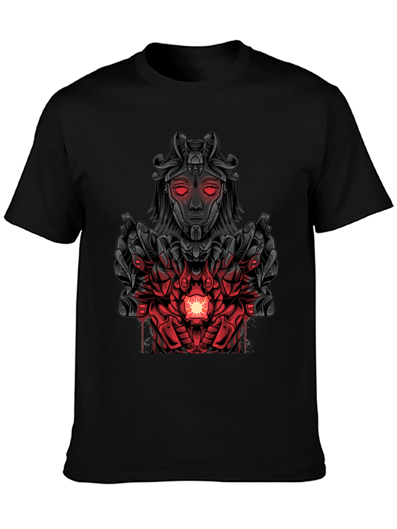 Cyberpunk Goddess Graphic Tee - Dark Futuristic Style