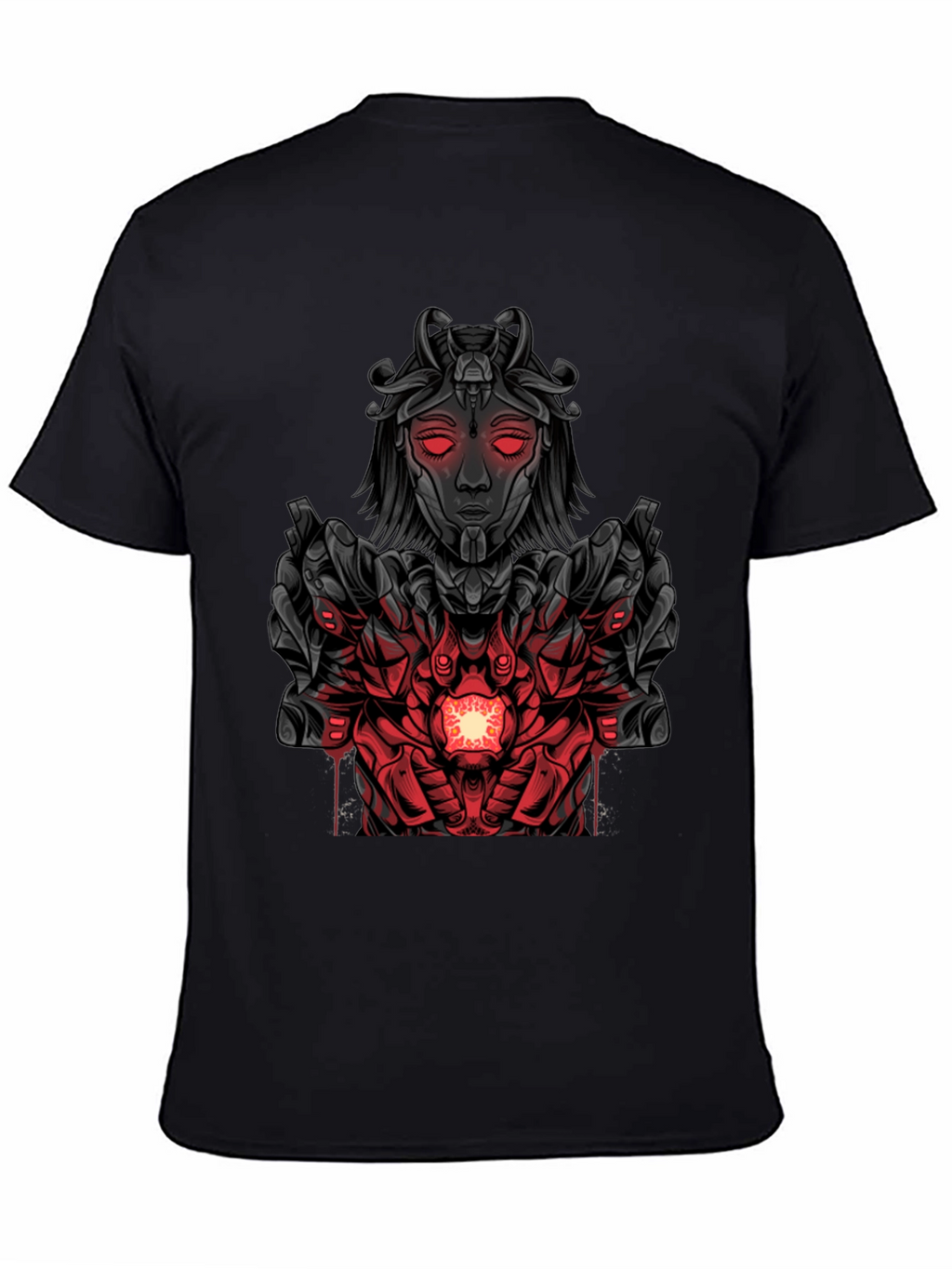 Cyberpunk Goddess Graphic Tee - Dark Futuristic Style