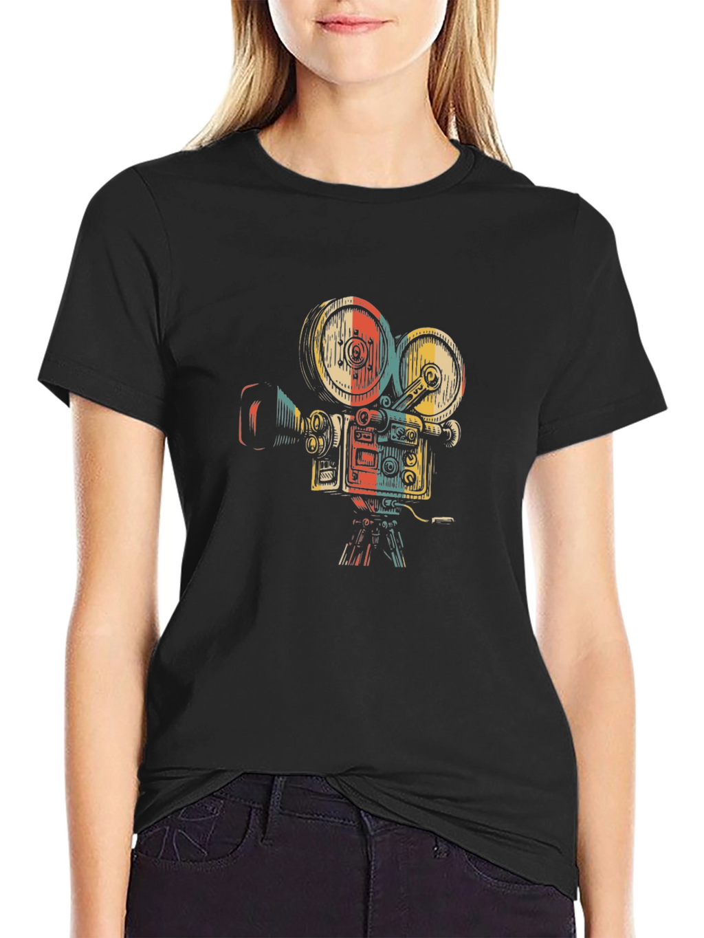 Retro Film Camera Graphic Tee - Black