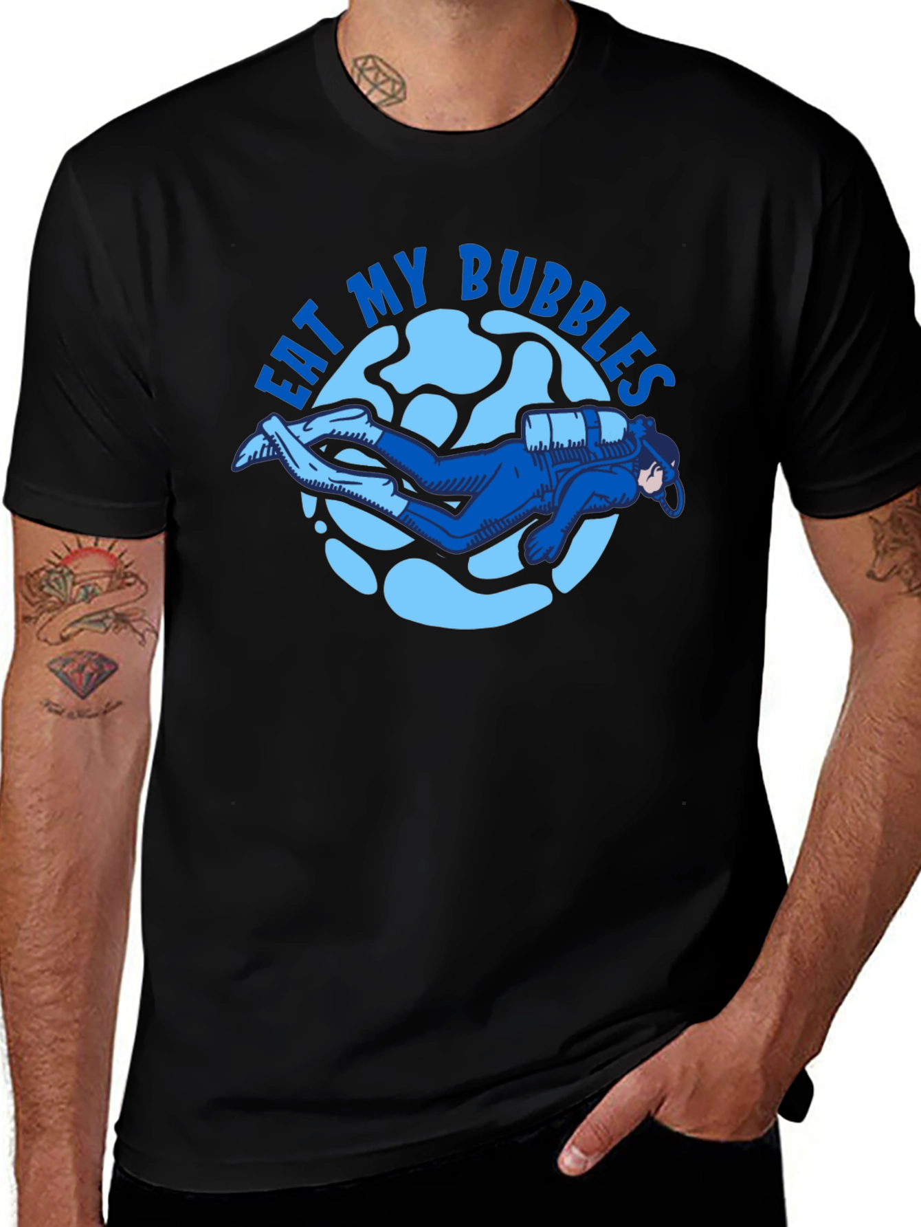 Eat My Bubbles Scuba Diver T-Shirt - Black