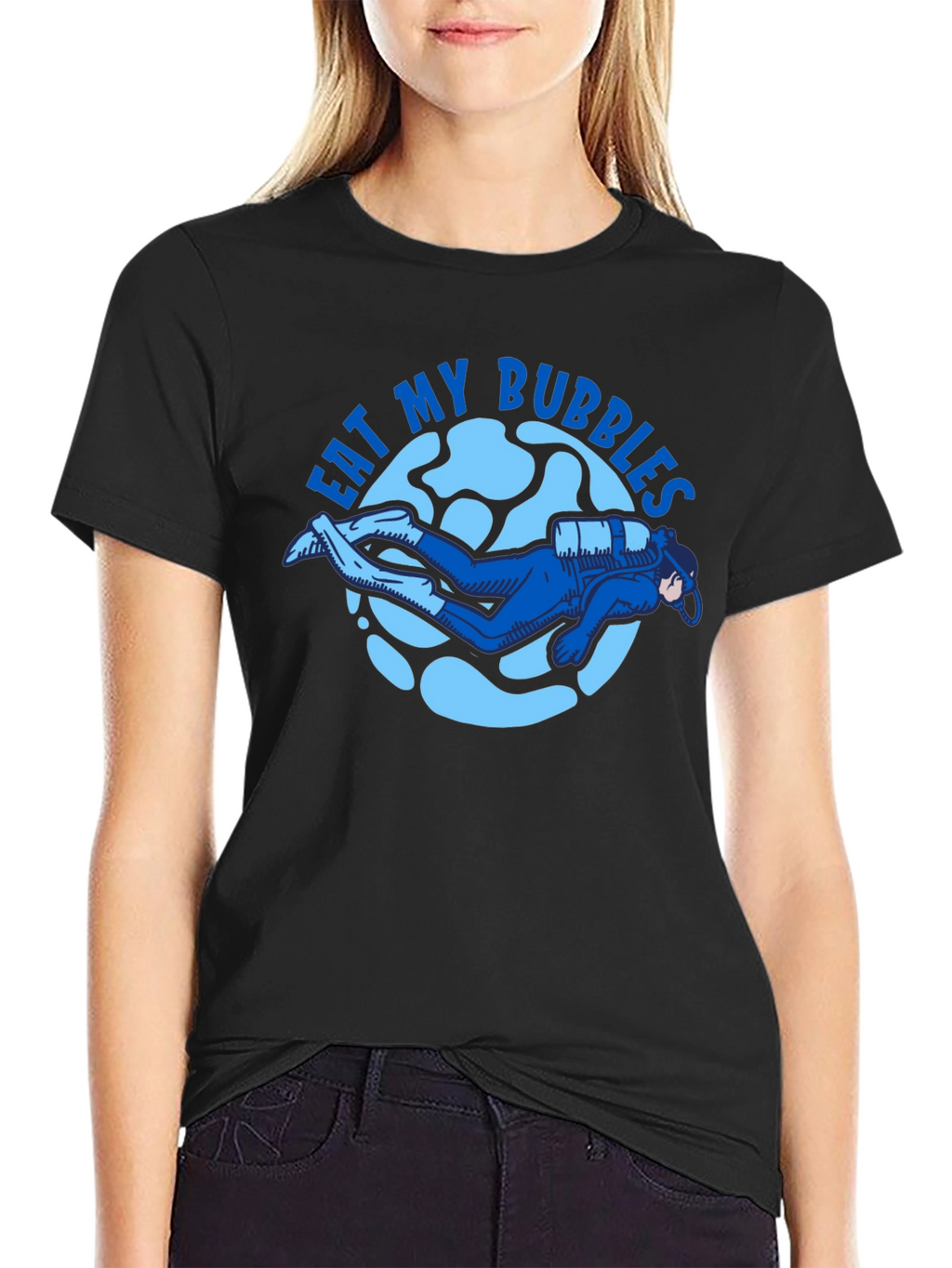 Eat My Bubbles Scuba Diver T-Shirt - Black