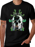 Skull Graphic Print Mens Black T-Shirt