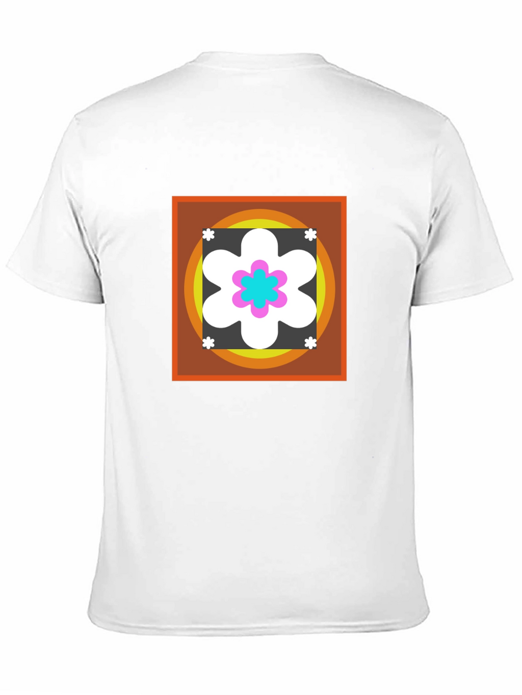 Retro Flower Graphic Tee - Black Cotton Blend