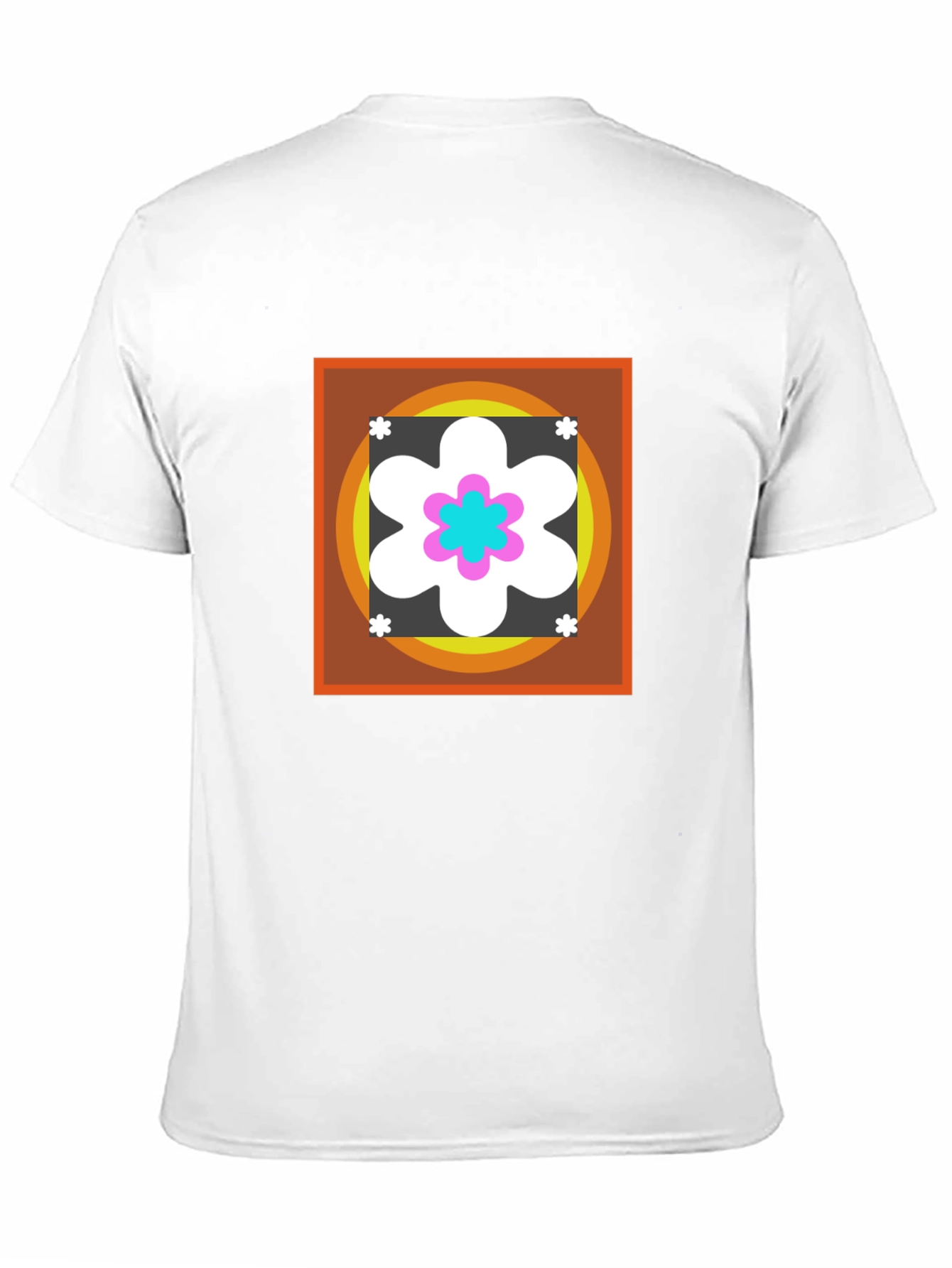 Retro Flower Graphic Tee - Black Cotton Blend