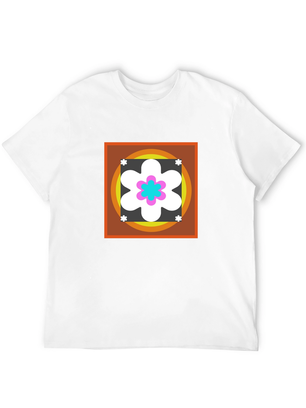 Retro Flower Graphic Tee - Black Cotton Blend