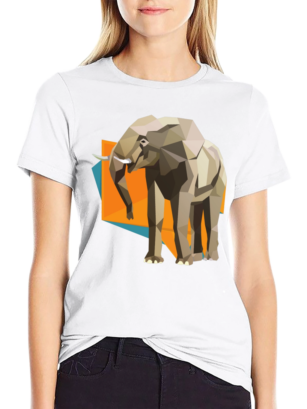 Geometric Elephant Graphic Tee - Modern Artistic Design