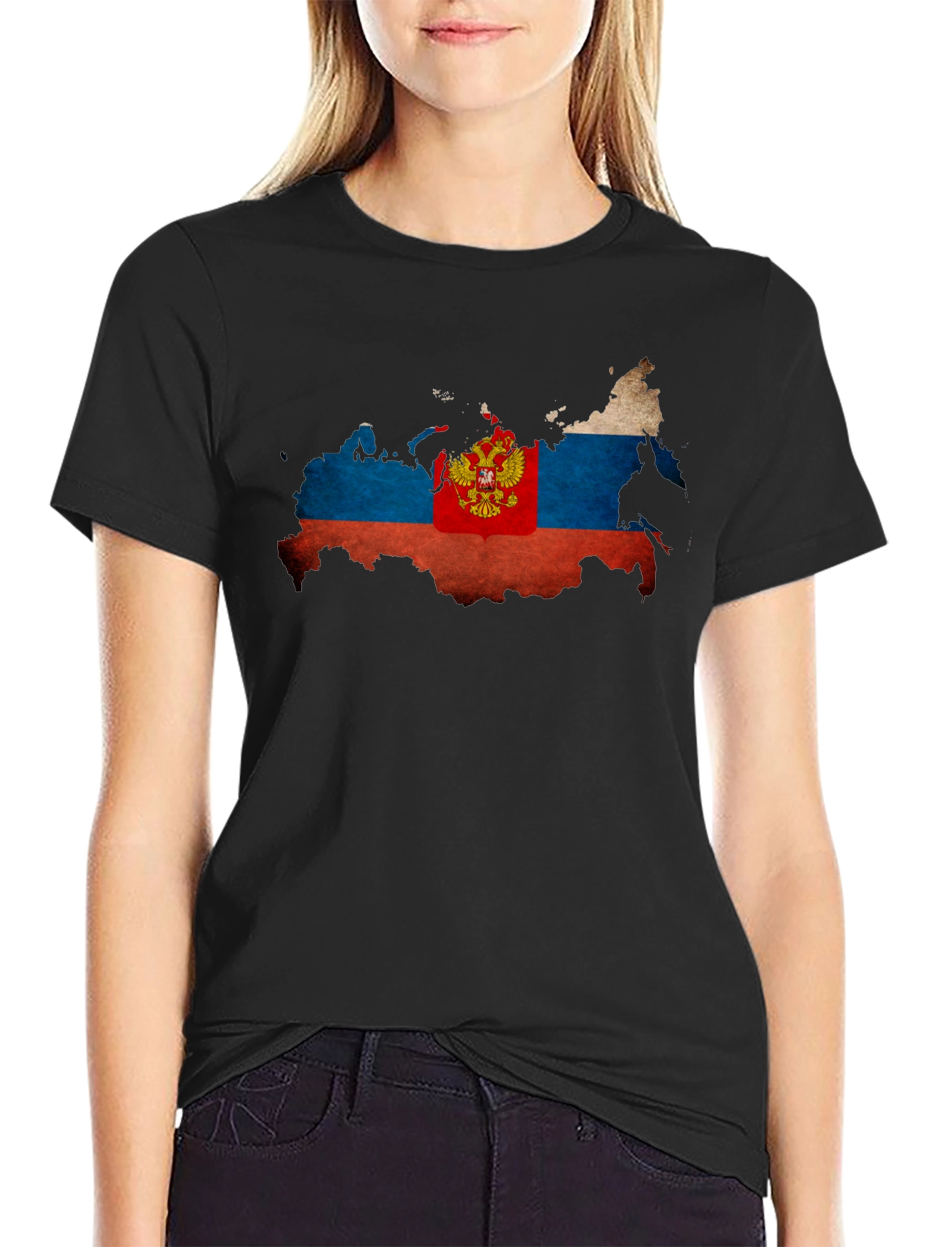 Russia Flag Map T-Shirt - Patriotic Style