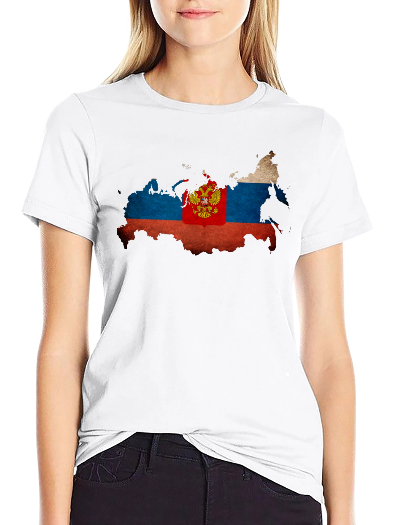 Russia Flag Map T-Shirt - Patriotic Style