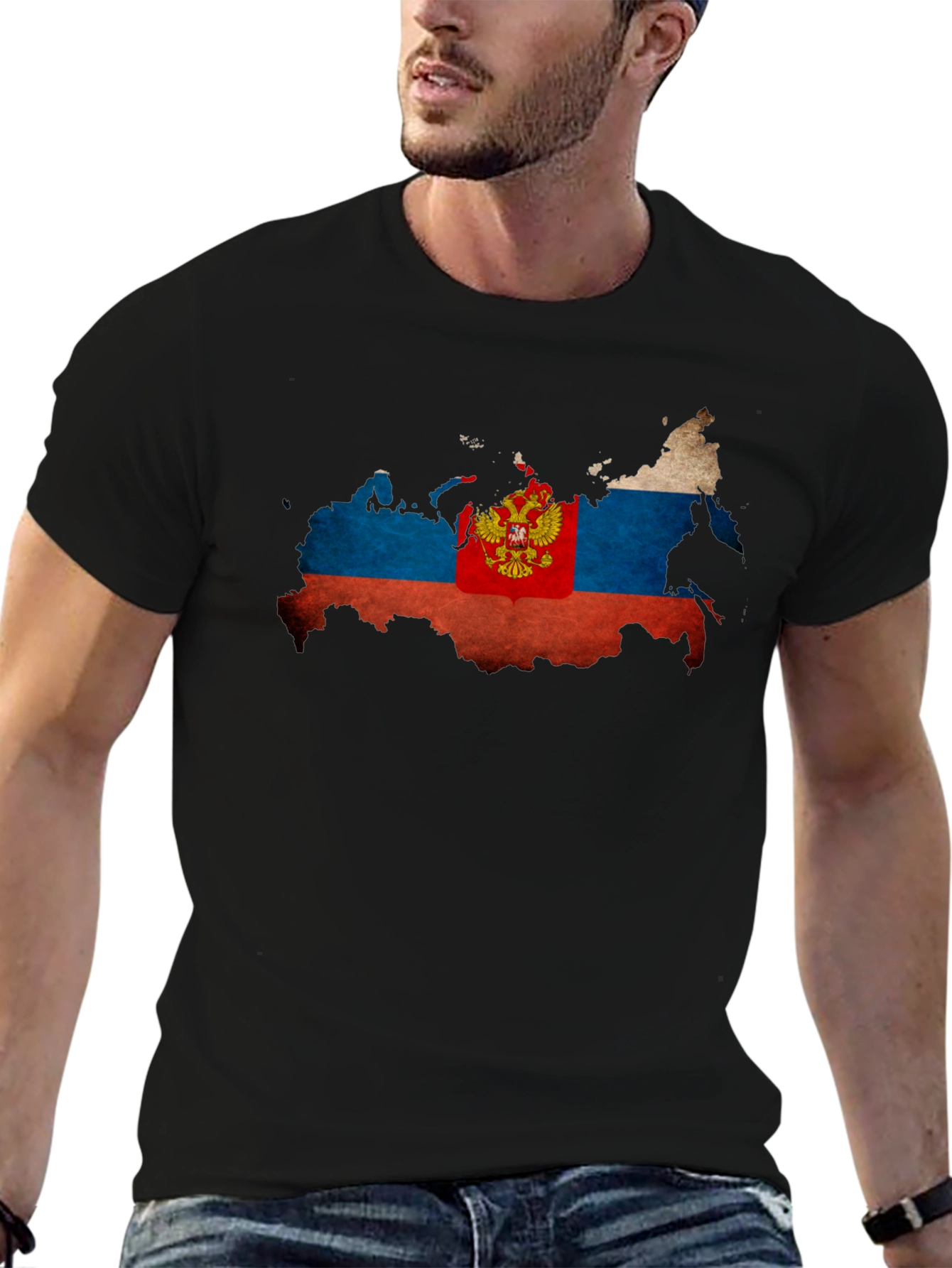 Russia Flag Map T-Shirt - Patriotic Style