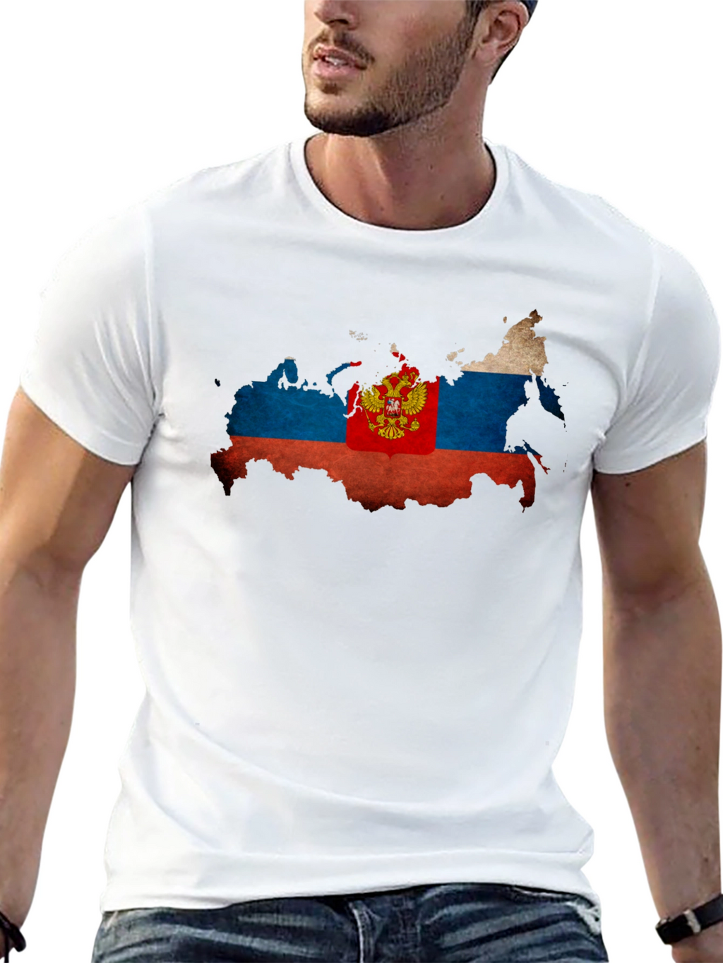 Russia Flag Map T-Shirt - Patriotic Style