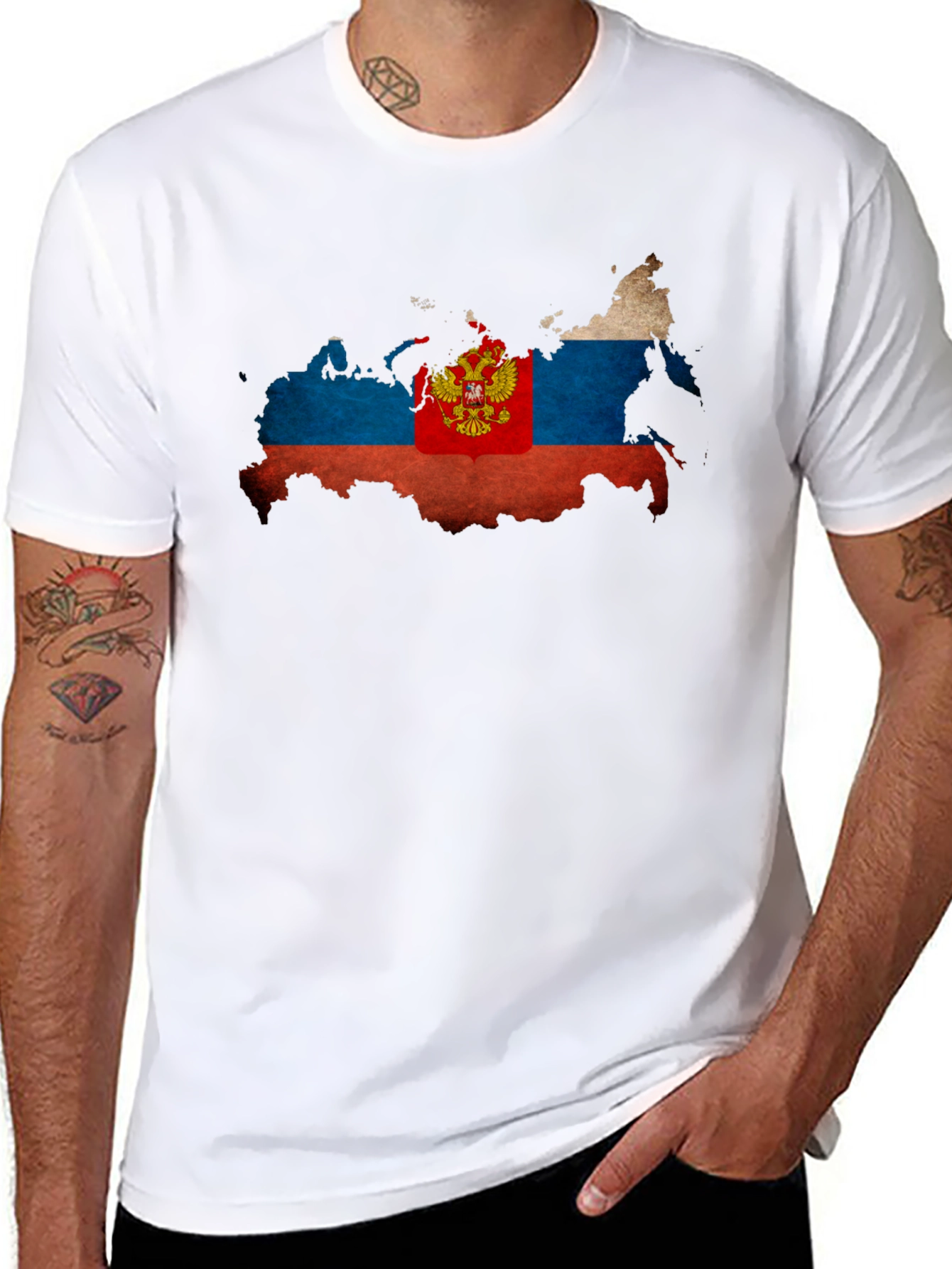 Russia Flag Map T-Shirt - Patriotic Style