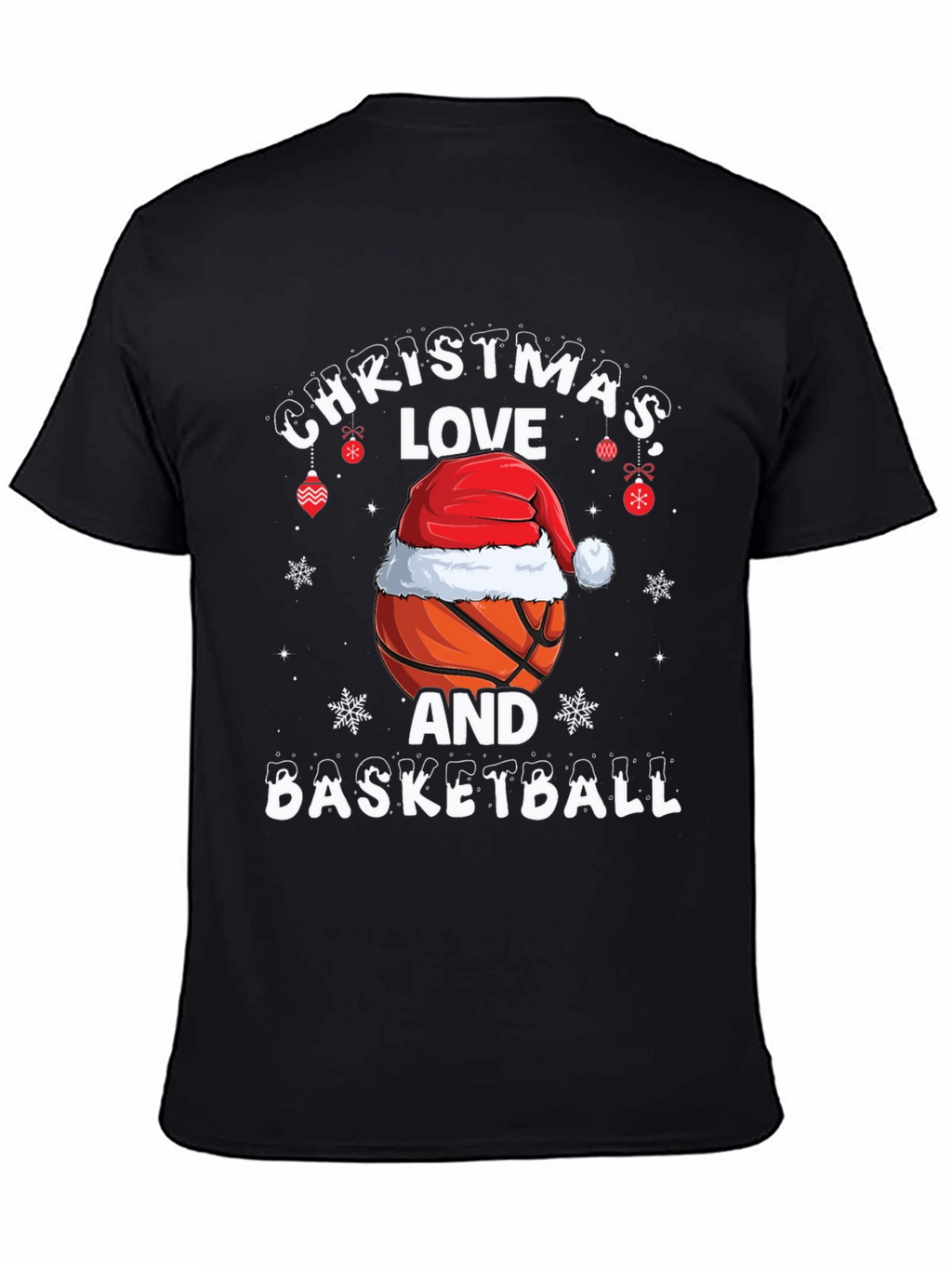 Christmas Love and Basketball Graphic T-Shirt
