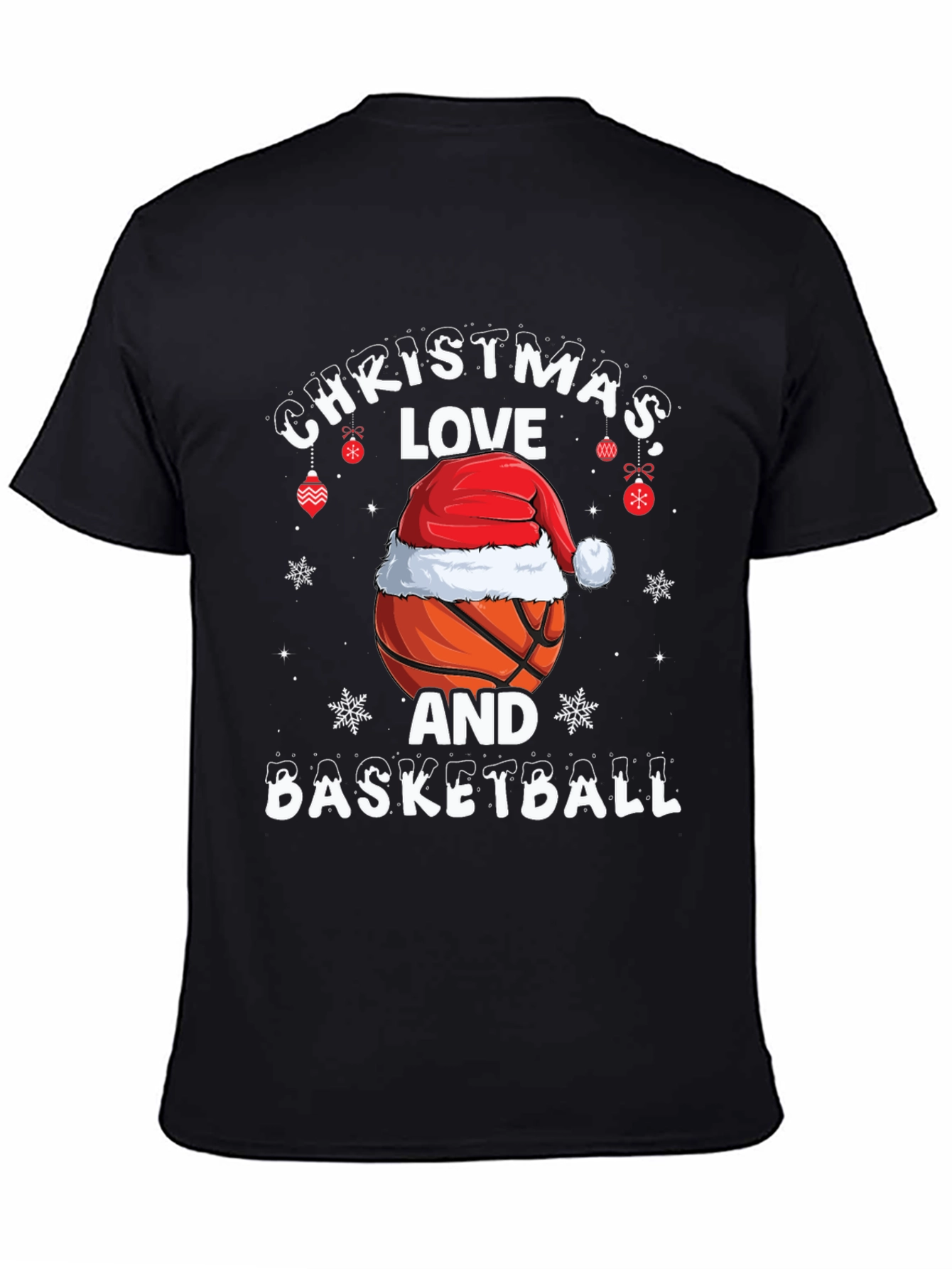 Christmas Love and Basketball Graphic T-Shirt