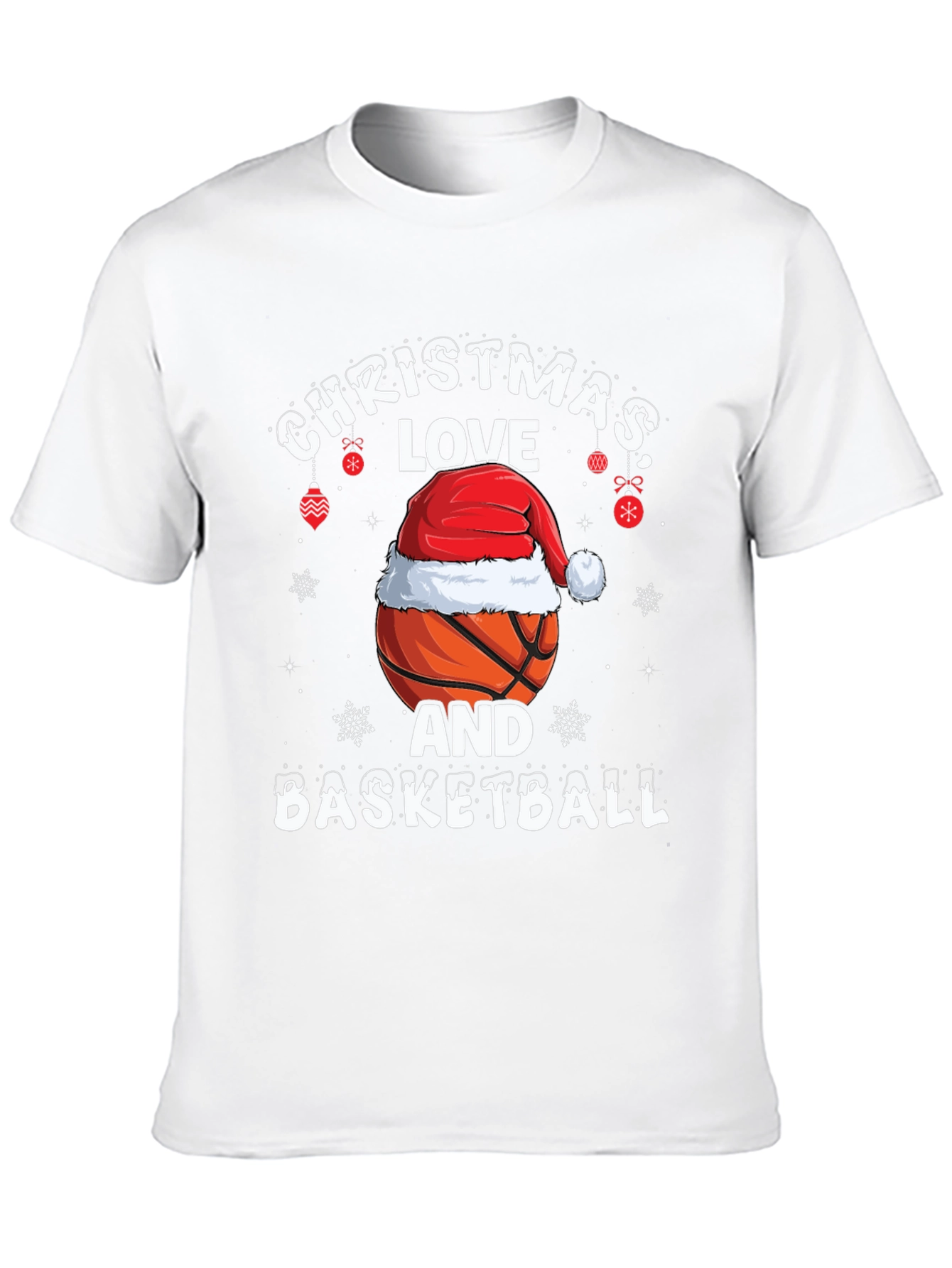 Christmas Love and Basketball Graphic T-Shirt