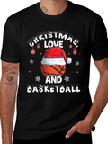 Christmas Love and Basketball Graphic T-Shirt