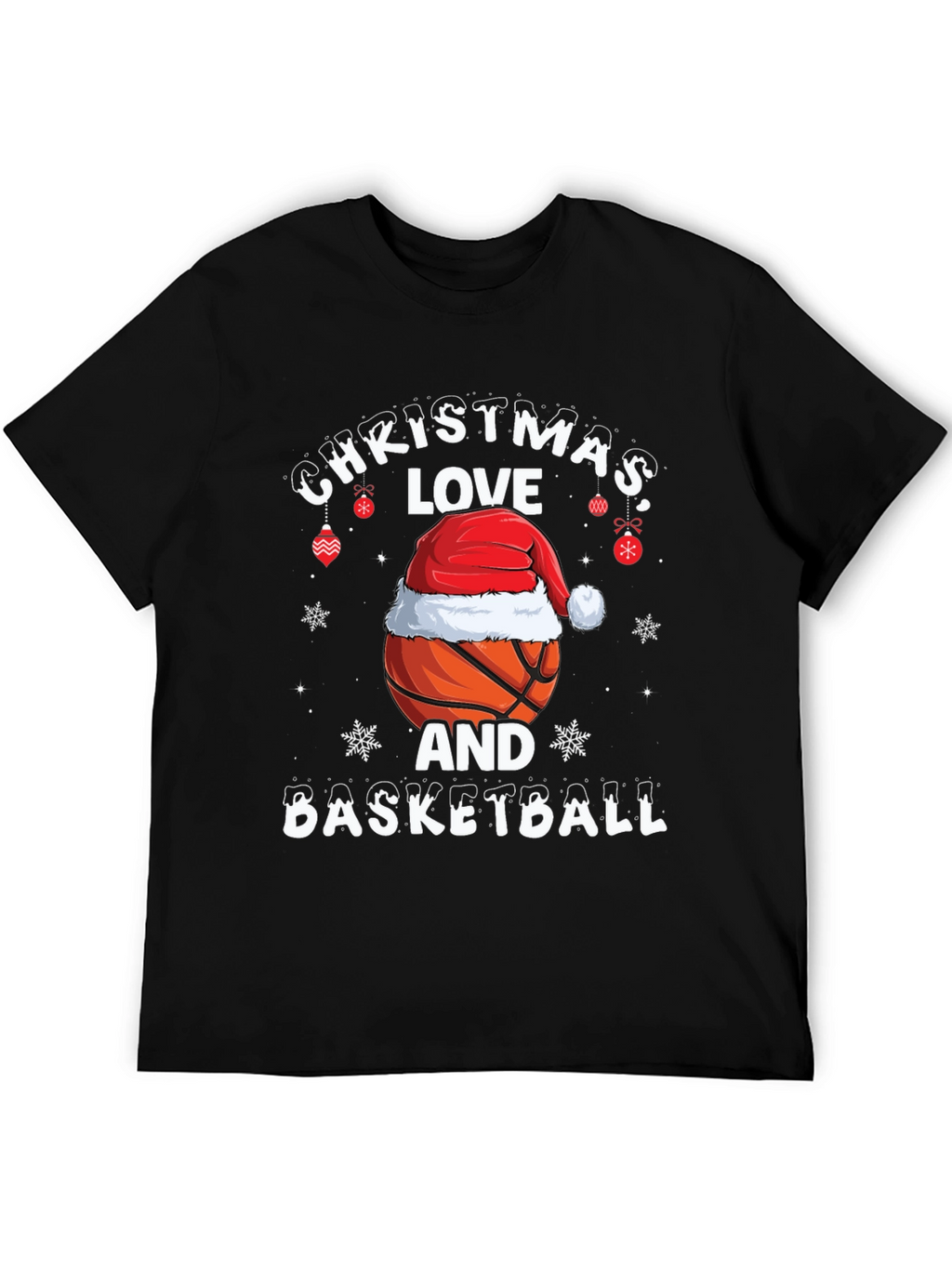 Christmas Love and Basketball Graphic T-Shirt