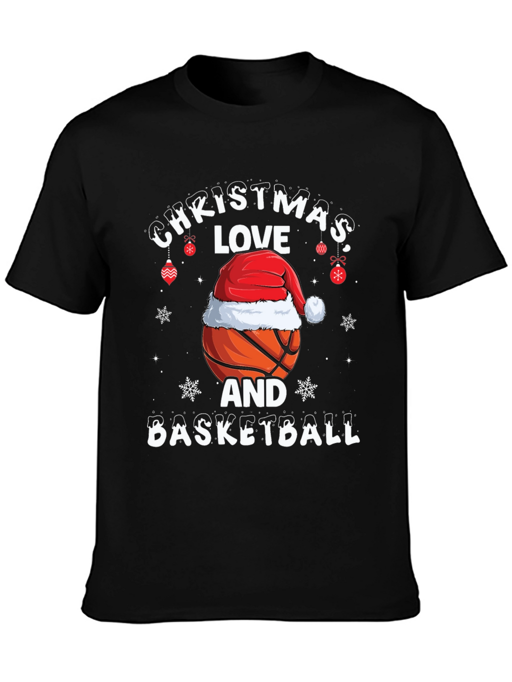 Christmas Love and Basketball Graphic T-Shirt