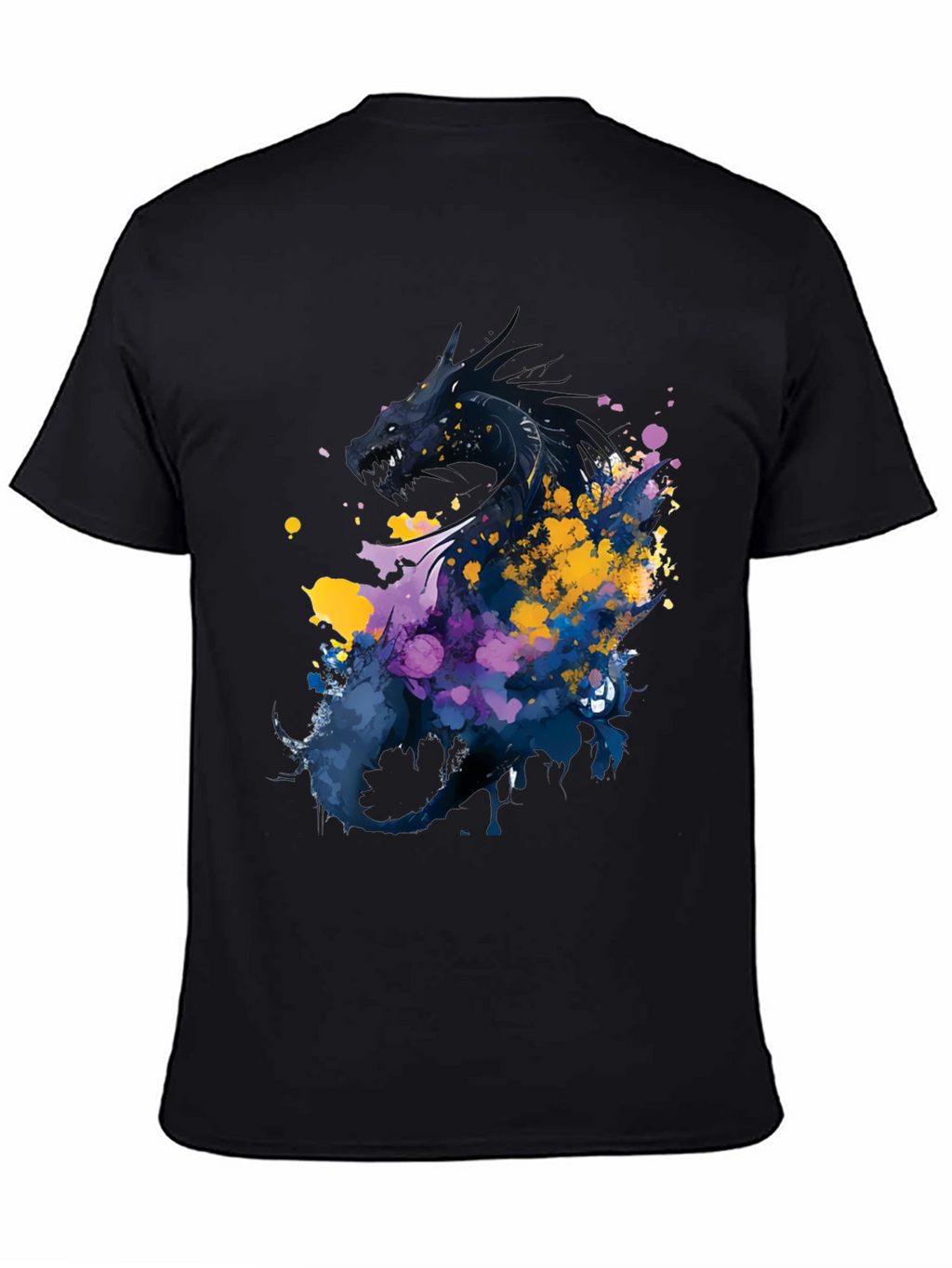 Dragon Art Graphic Print Black T-Shirt