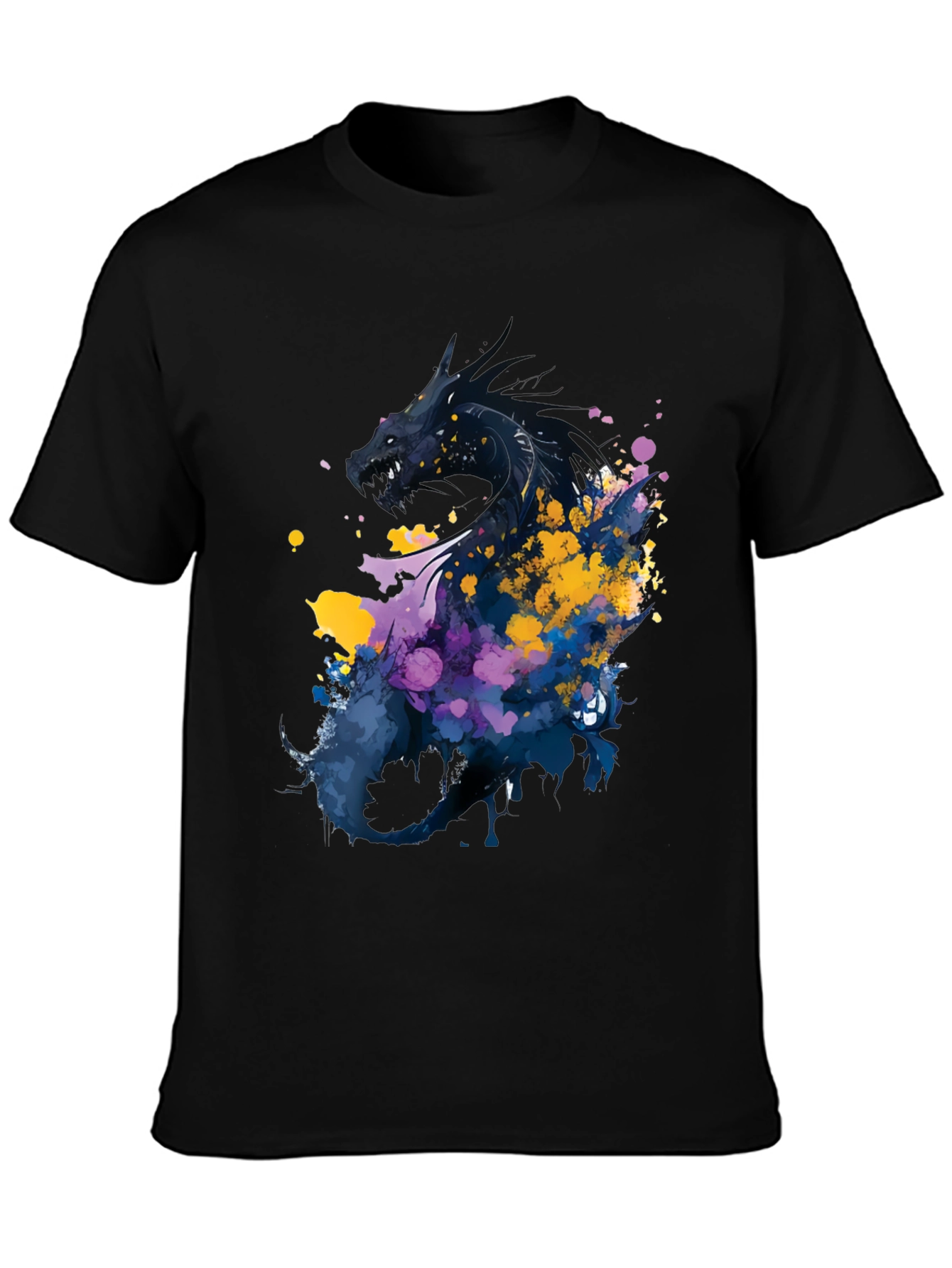 Dragon Art Graphic Print Black T-Shirt