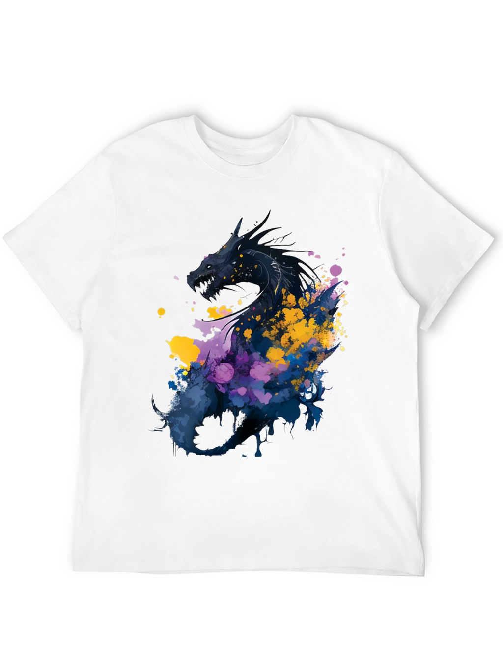 Dragon Art Graphic Print Black T-Shirt