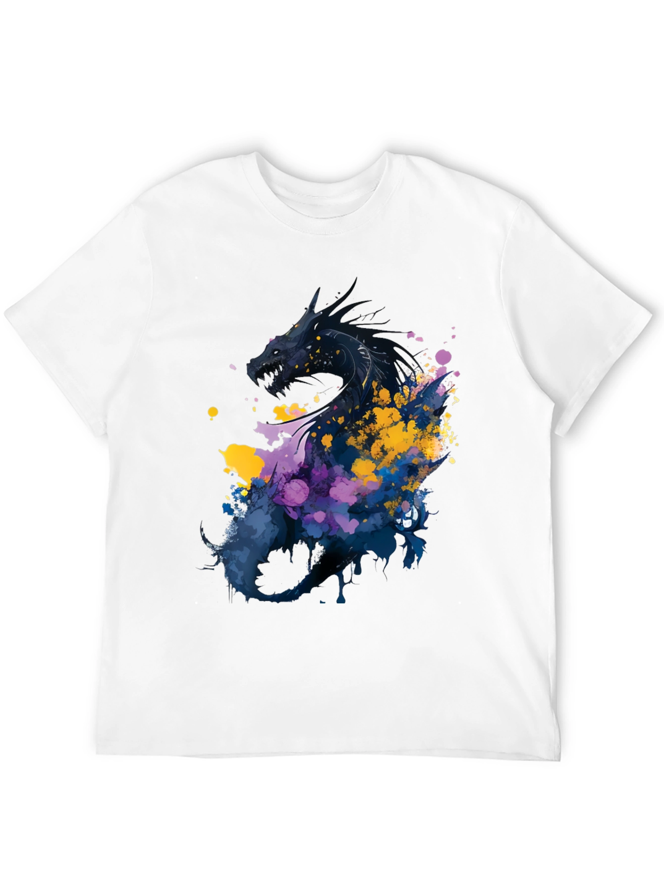 Dragon Art Graphic Print Black T-Shirt