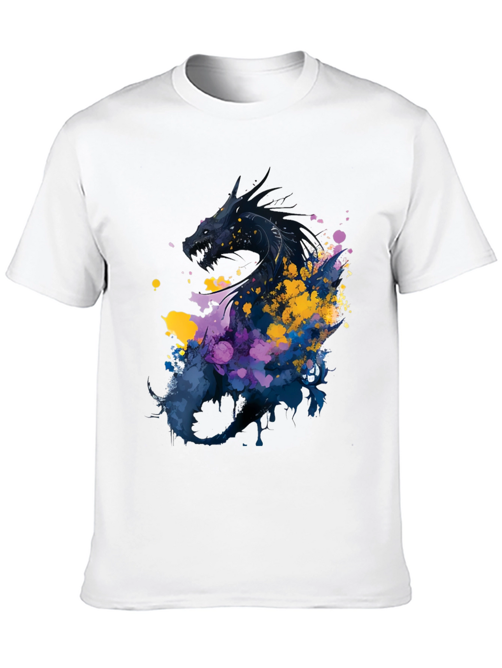 Dragon Art Graphic Print Black T-Shirt