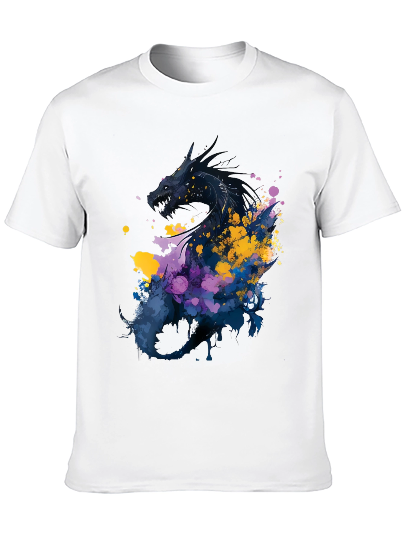 Dragon Art Graphic Print Black T-Shirt