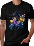 Dragon Art Graphic Print Black T-Shirt