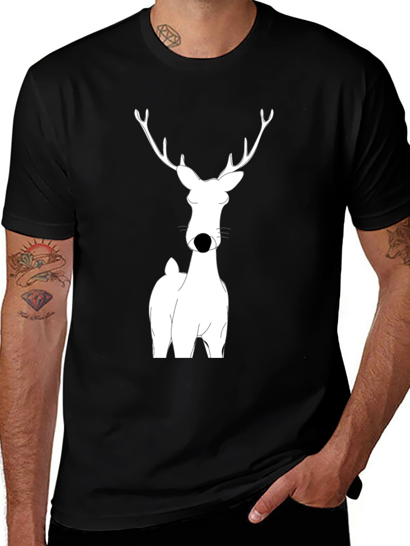 Deer Graphic Black T-Shirt for Men