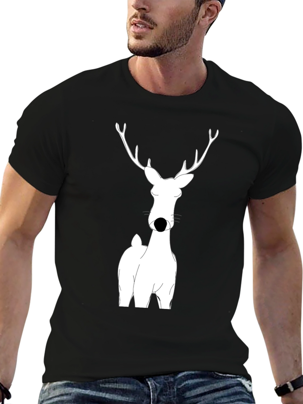 Deer Graphic Black T-Shirt for Men