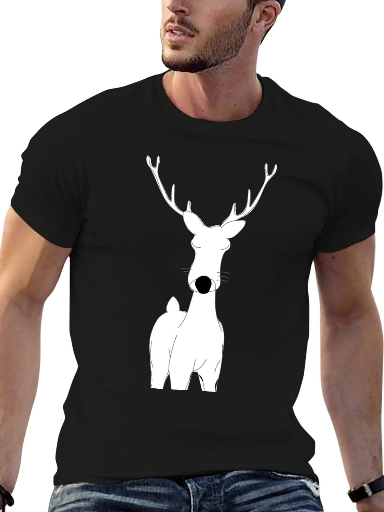 Deer Graphic Black T-Shirt for Men