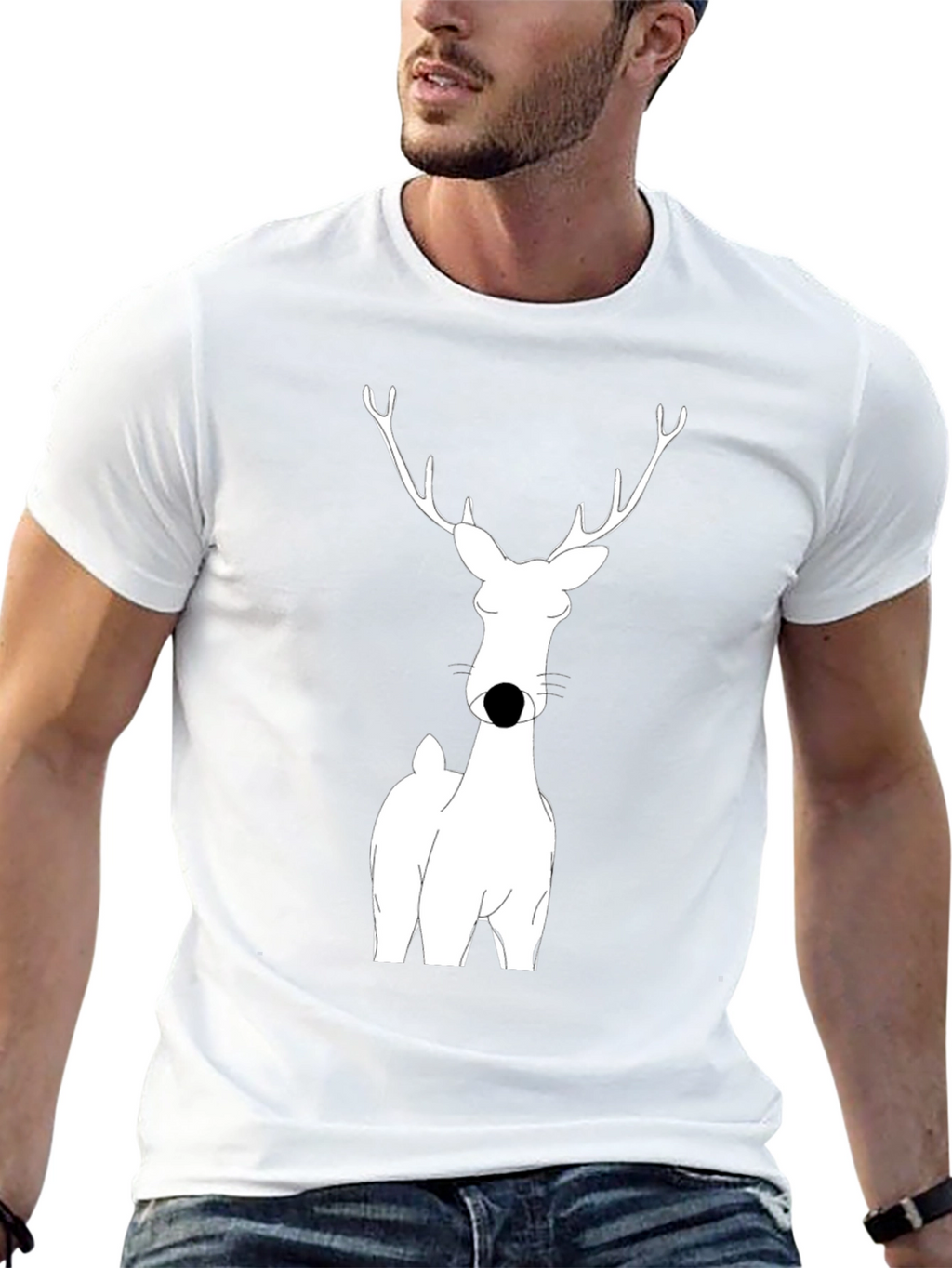 Deer Graphic Black T-Shirt for Men