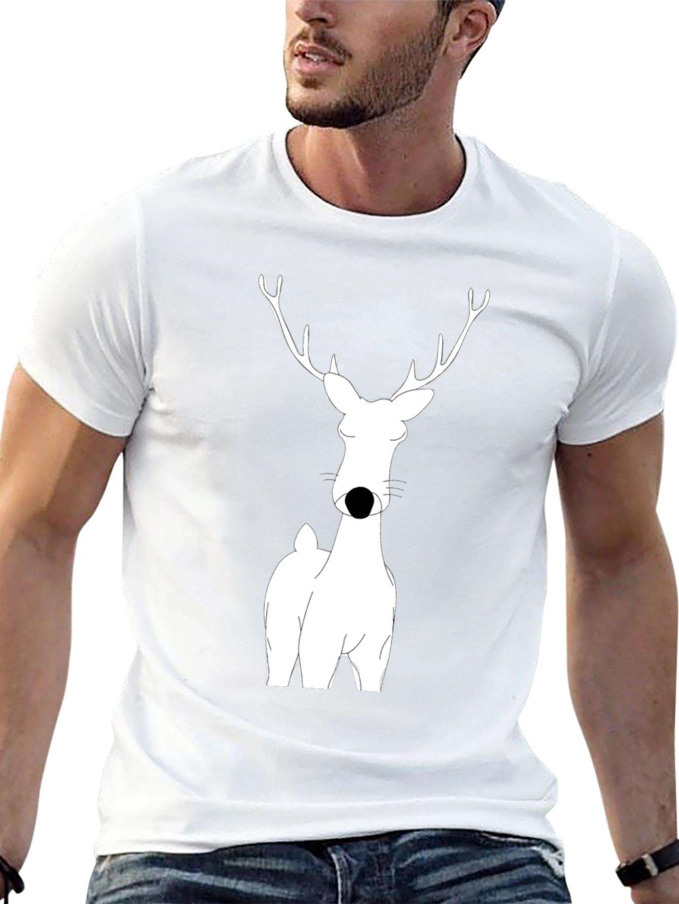 Deer Graphic Black T-Shirt for Men